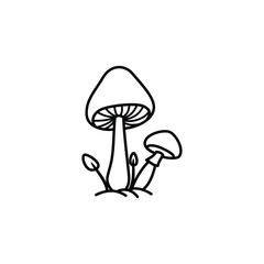 Hand drawn Mushroom Outline Illustration