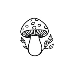 Hand drawn Mushroom Outline Illustration