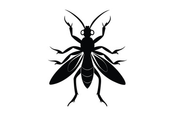 Insect silhouette vector illustration on white background 