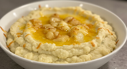 Delicious Creamy Mashed Cauliflower With Melted Butter and Roasted Garlic