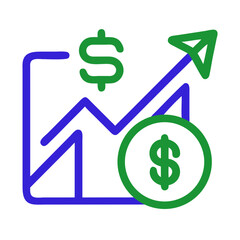 Obraz premium Growth chart with dollar signs and upward trend