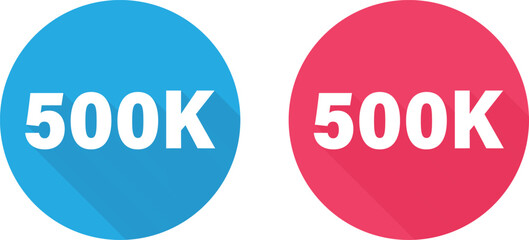 500K Circular Icons Displaying in Red and Blue with Long Shadow.