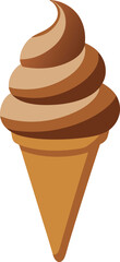 photorealistic chocolate soft serve ice cream in waffle cone.