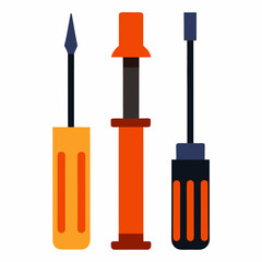 Three Isolated Screwdrivers Tools For Repair Maintenance Works Vector Illustration Design