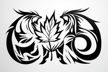 Obraz premium Abstract tribal design featuring intricate maple leaf patterns 