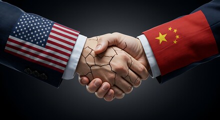 Fragile handshake between United States and China symbolizes strained relations
