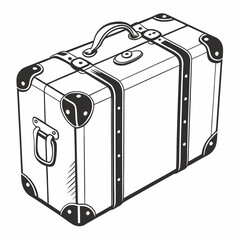 Vintage Suitcase Outline Illustration Classic Luggage Monochrome Design For Travel Projects