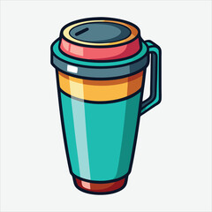 Thermal travel cup vector.
