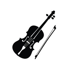 Fototapeta premium Violin Musical Instrument Icon in Black Silhouette
