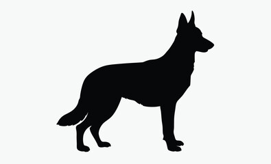 German shepherd silhouette, dog vector, isolated design, German shepherd silhouette isolated on white background