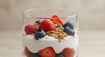 Elegant Parfait With Layered Yogurt Granola And Mixed Berries For Refreshment