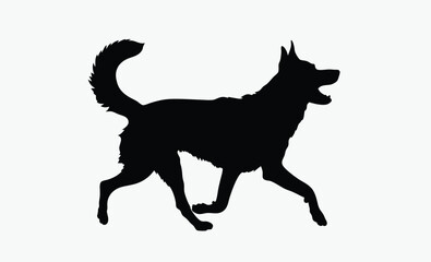 German shepherd silhouette, dog vector, isolated design, German shepherd silhouette isolated on white background