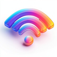 Obraz premium Vibrant, three-dimensional wifi symbol with a colorful gradient.