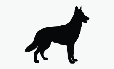 German shepherd silhouette, dog vector, isolated design, German shepherd silhouette isolated on white background