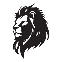 Wild roaring lion king head silhouette. black and white silhouettes vector. illustration eps 10
