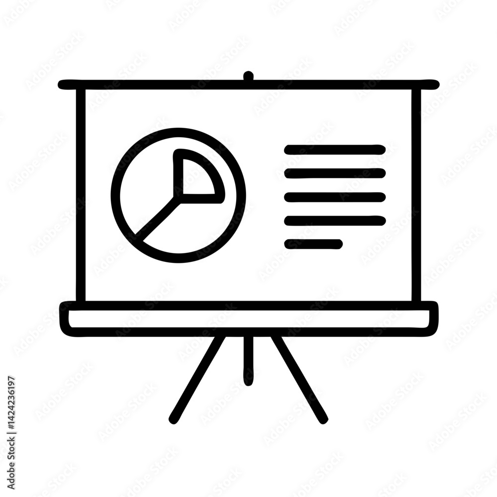 Poster Presentation Board with Pie Chart Icon Representing Data Visualization and Business Analysis