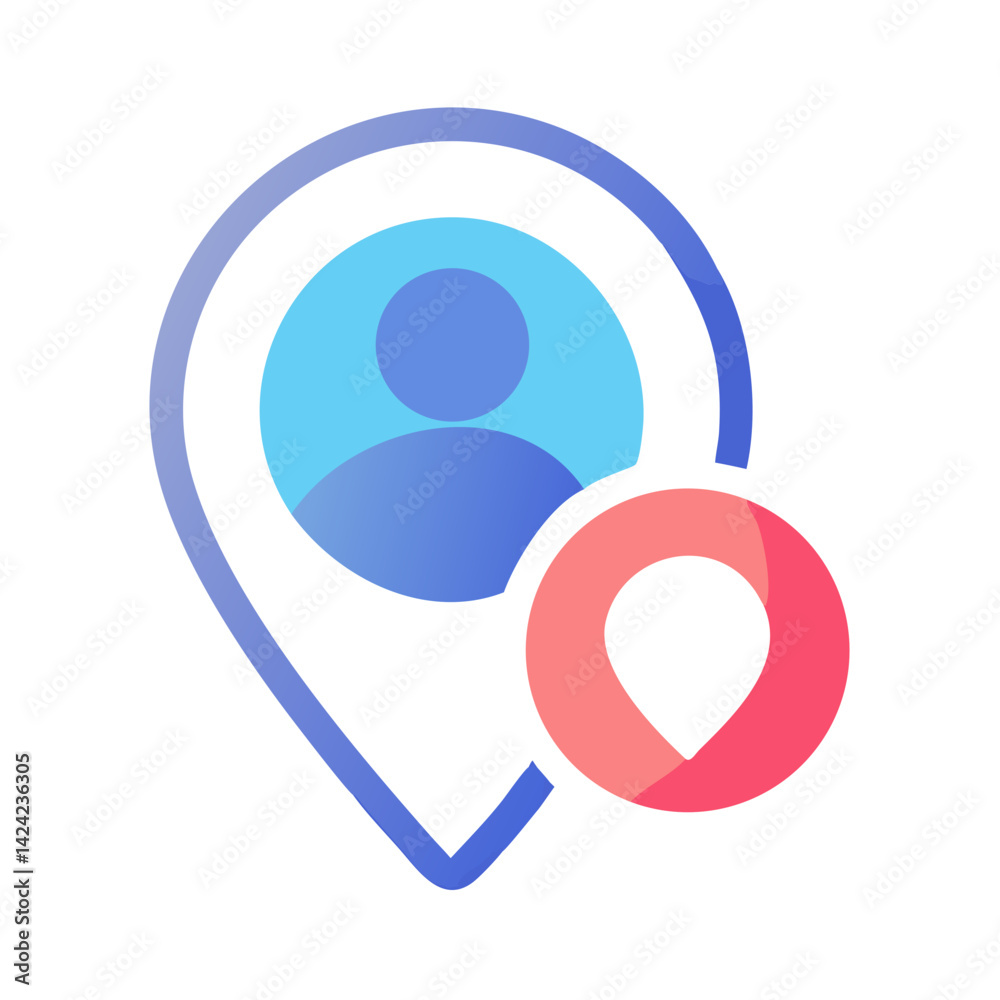 Poster Profile Pin Icon Representing User Location Tag and Geographical Identification