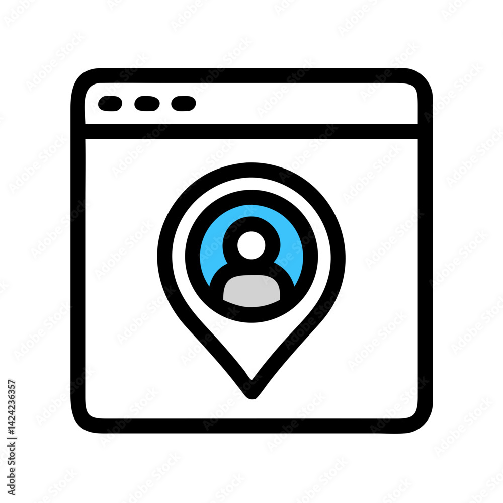 Poster Profile Pin Icon Representing User Location Tag and Geographical Identification