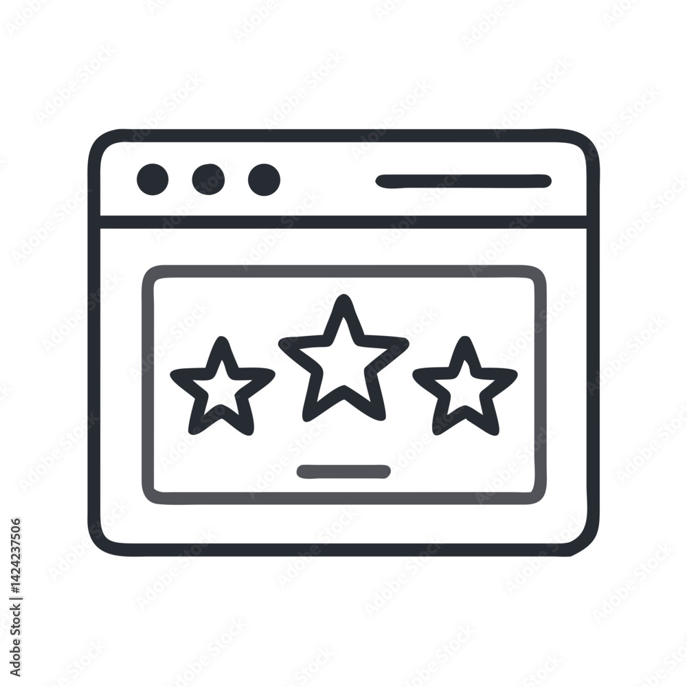 Poster review website icon representing online rating and user feedback