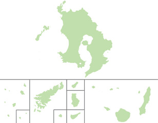 鹿児島県 地図 黄緑 イラスト