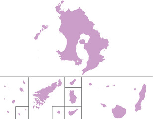 Fototapeta premium 鹿児島県 地図 紫 イラスト