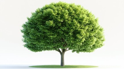 Fototapeta premium Isolated green leafy tree on a small patch of grass