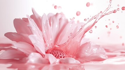 Pink Flower in Liquid Splash  Beauty  Cosmetics  Skincare