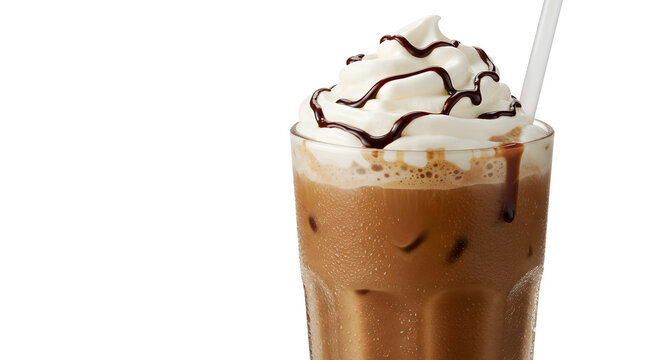 Delicious Iced Coffee Drink Topped With Whipped Cream And Chocolate Sauce