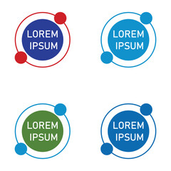 A set of vector sticker labels presents a business design element with a sale tag and speech bubble symbol