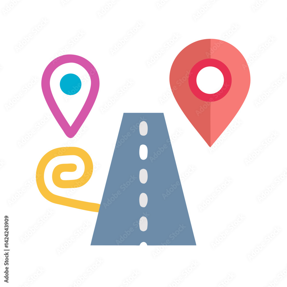 Poster Road Icon Representing Travel Route or Trail Path for Journey and Exploration