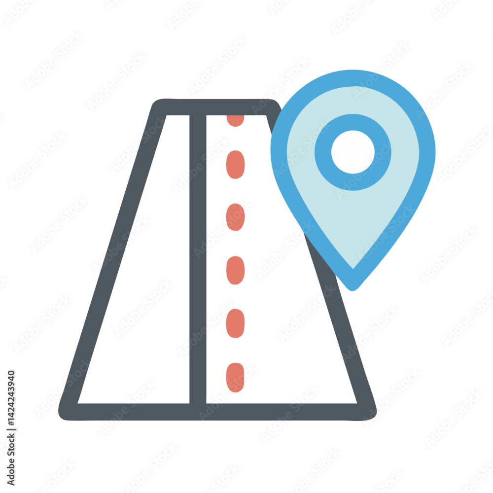 Poster Road Icon Representing Travel Route or Trail Path for Journey and Exploration