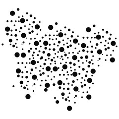 Black ink splat vector illustration with paint drops and splashes