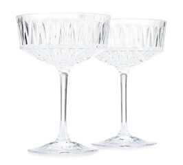 Two empty clean glasses isolated on white