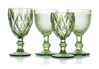 Different empty clean glasses isolated on white