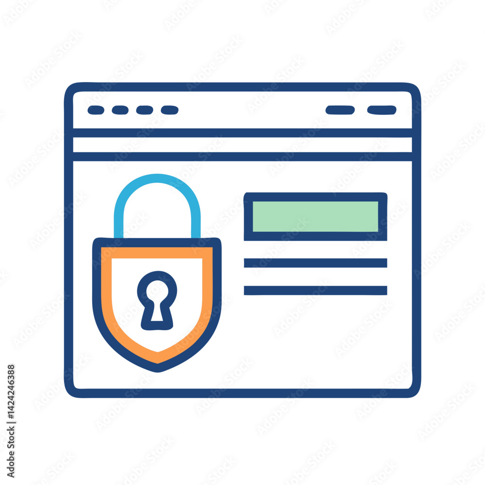 Aufkleber secured web page icon representing online privacy and data protection