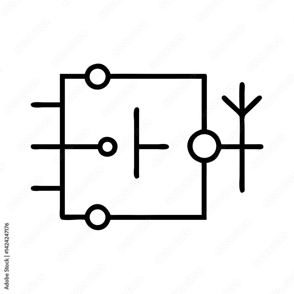Aufkleber simple electrical circuit diagram icon representing basic electronics and power flow