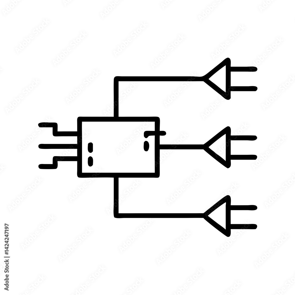 Poster Simple Electrical Circuit Diagram Icon Representing Basic Electronics and Power Flow