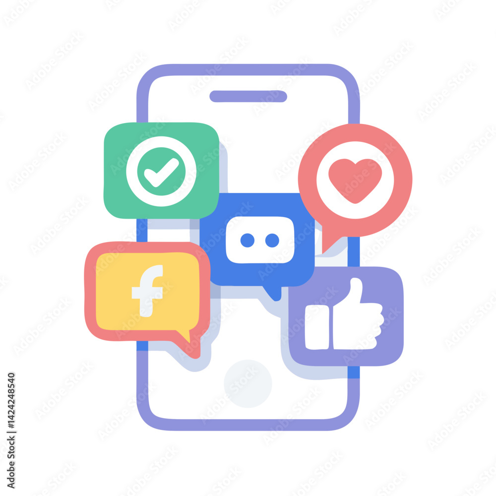 Poster Social Media Engagement App Icon Representing Online Interaction and User Activity
