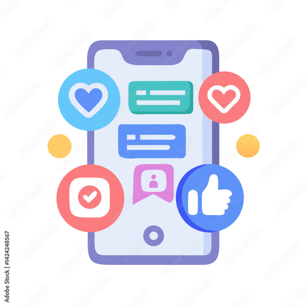 Poster social media engagement app icon representing online interaction and user activity