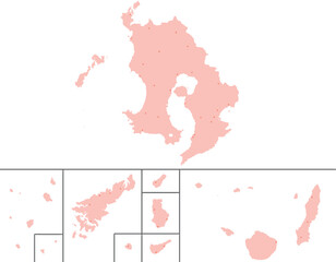 鹿児島県　地図　ピンク　斑点　イラスト