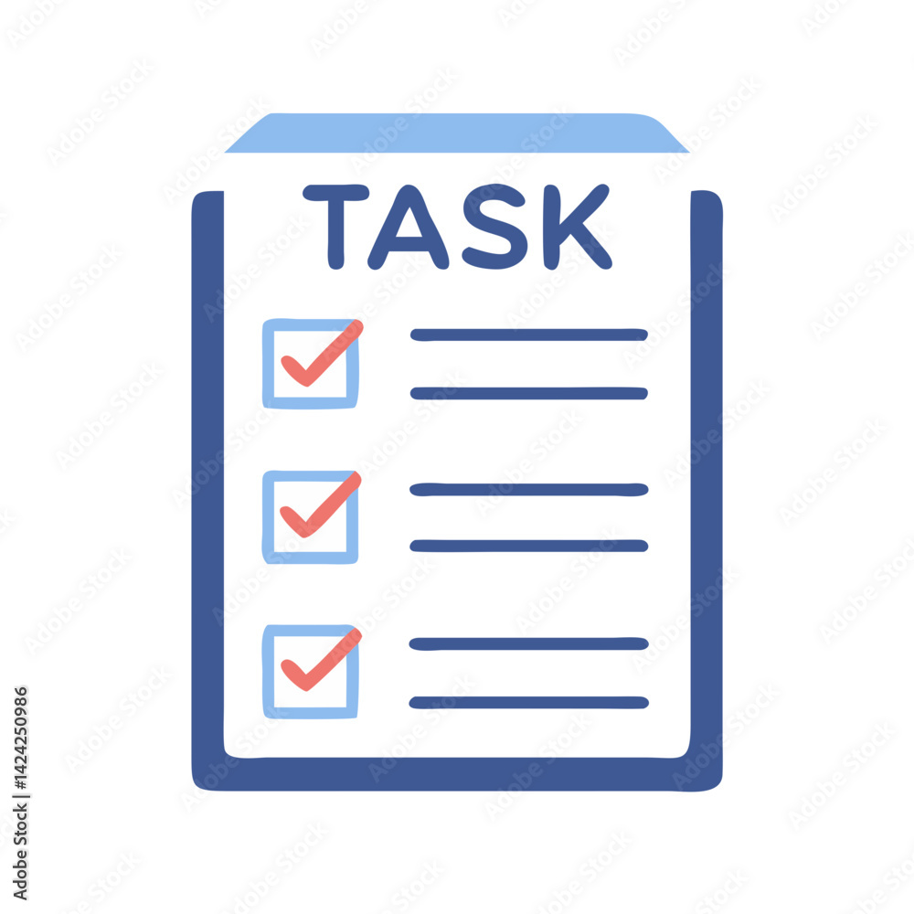 Aufkleber task sheet with multiple checkmarks icon representing completed to-do list and productivity tracking