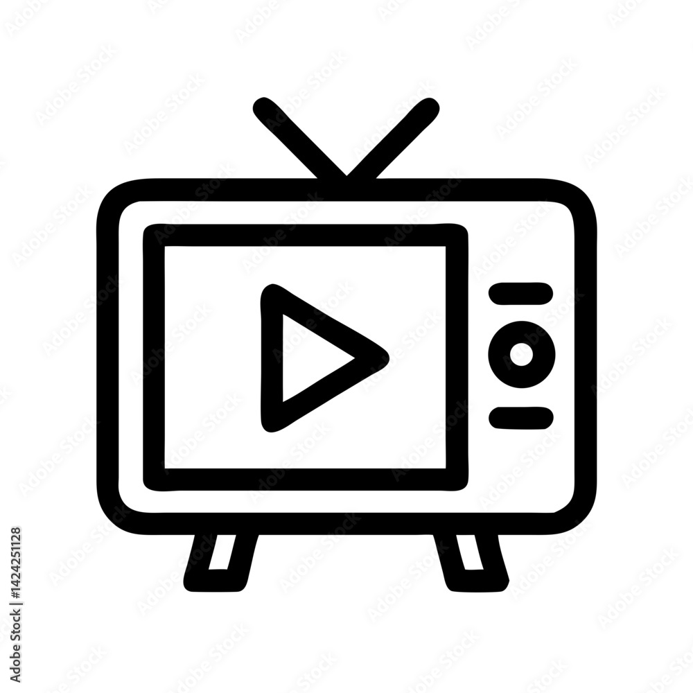 Leinwandbilder television with play button icon representing media streaming and video playback