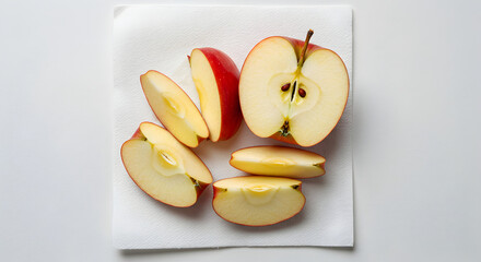 Sliced Apples On A White Napkin Fresh And Delicious Arrangement