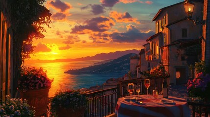 Romantic Sunset Dinner Overlooking Mediterranean Sea
