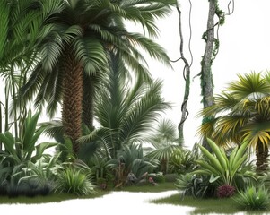 Fototapeta premium Lush Tropical Foliage and Palm Trees