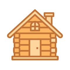 Wooden Cottage House Icon Representing Rustic Home