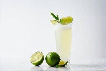Fresh Lime Juice Splashing in Glass – Vibrant Citrus Refreshment Concept