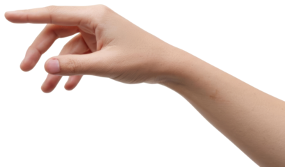 Hand reaching fingers extended, transparent background png