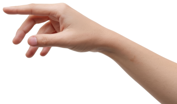 Hand reaching fingers extended, transparent background png