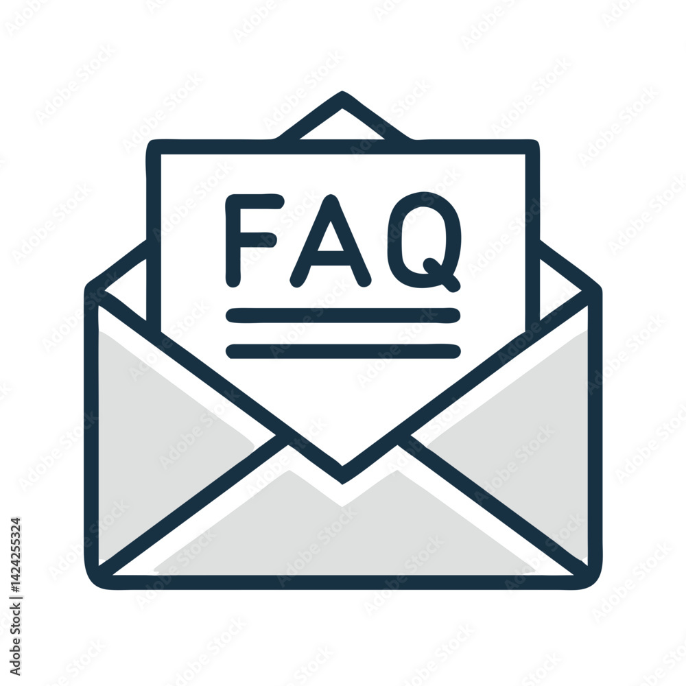 Leinwandbilder envelope with faq document icon representing email help support